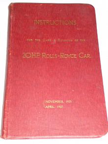 Rolls-Royce 20 H.P. Instructions for the Care ... 1930