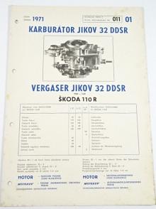 Jikov 32 DDSR - karburátor pro Škoda 110 R - 1971