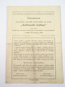 Program terénního závodu motocyklů na trati Sedlčanské kotliny - 29. 3. 1959 - Sedlčany