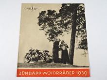 Zündapp - Motorräder 1939 - DB 200, DBK 250, DS 350, K 500, KS 600, Stoye Seitenwagen - prospekt