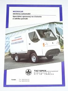 Microcar - skriňový automobil špeciálne upravený na čistenie a údržbu potrubí - prospekt - TAZ Sipox Trnava