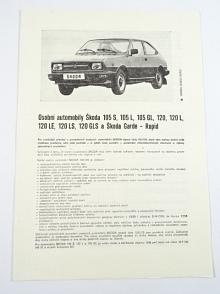 Škoda - 105 S, 105 L, 105 GL, 120, 120 L, 120 LE, 120 LS, 120 GLS, Garde - Rapid - prospekt - 1982