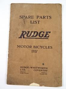 Rudge - Spare Parts List - Motor Bicycles 1937