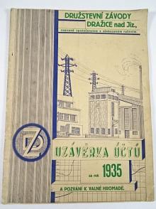 Družstevní závody Dražice nad Jizerou - uzávěrka účtů za rok 1935 a pozvánka k valné hromadě