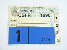 Grand Prix ČSFR 1990 - propustka