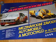 Automotodrom Brno - mezinárodní závody automobilů a mocyklů - 24. - 26. 7. 1987 Mistrovství ČSSR - plakát - foto BMW