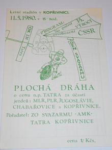Plochá dráha Kopřivnice - AMK Tatra - 11. 5. 1980 - program