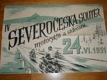 IV. severočeská soutěž motocyklů a sidecarů 24. VI. 1951 - plakát