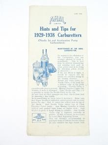 Amal - Hits and Tips for 1929 - 1938 Carburetters - prospekt