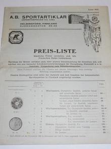 A. B. Sportartiklar - Preis - Liste - 1925