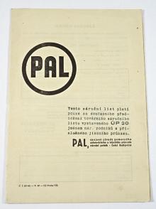 PAL - záruční list - 1947