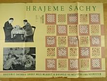 Hrajeme šachy - rozšířit šachový sport mezi mládež a dospělé ve městech i na vesnici - plakát