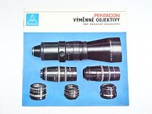 Pentacon -  výměnné objektivy pro jednooké zrcadlovky - prospekt - 1970