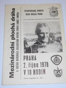 X. roč. memoriálu Luboše Tomíčka - 2. 10. 1978 Praha Markéta - mezinárodní závod na ploché dráze - program + startovní listina