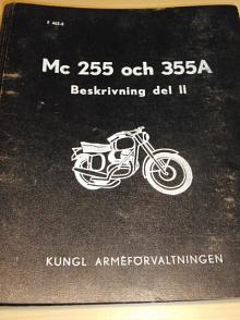 JAWA 250, 350 - Mc 255 och 355 A - Beskrivning del II - 1965 - AB E. Fleron - vojenský motocykl tzv. švéd - dílenská příručka