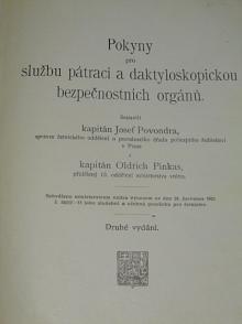 Pokyny pro službu pátrací a daktyloskopickou bezpečnostních orgánů - Josef Povondra, Oldřich Pinkas - 1922