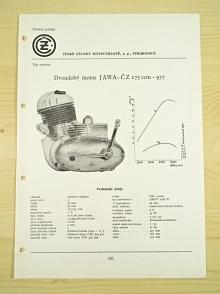 ČZ - dvoudobý motor JAWA-ČZ 175 ccm - 957 - katalogový list - 1960