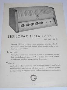 Tesla KZ 50 - zesilovač - prospekt