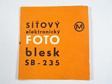 Síťový elektronický fotoblesk SB-235 - návod k obsluze - záruční list - 1974 - Mechanika Praha