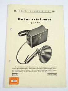 Ruční světlomet typa RST - prospekt - 1936 - Křižík - Chaudoir