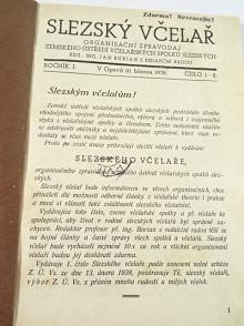 Slezský včelař - organisační zpravodaj Zemského ústředí včelařských spolků Slezských - 1938