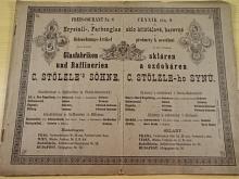 Cenník čís. 8 na sklo křišťálové, barevné a předměty k osvětlení skláren o ozdobáren C. Stölzle-ho synů - 1883