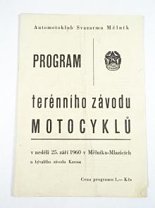 Program terénního závodu motocyklů - Mělník - 25. září 1960