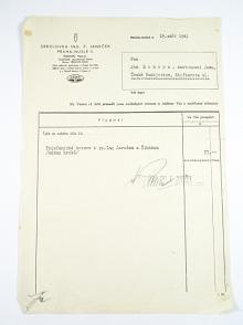 Zbrojovka Ing. F. Janeček, Praha - Nusle II. - účet - Jan Konopa, zastoupení Jawa, České Budějovice - 1941