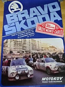 Škoda 130 RS - Bravo Škoda - Rallye Monte - Carlo 1977 - plakát - Motokov
