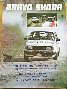 XX. Rallye Šumava - Klatovy - 30. 5. - 1. 6. 1985 - Bravo Škoda - Škoda 130 LR - plakát