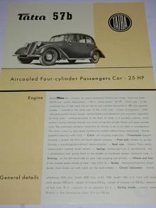 Tatra 57 b Aircooled Four-cylinder Passengers Car - 25 HP - prospekt - 1947