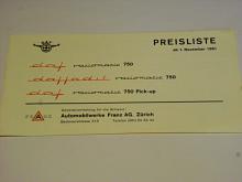 DAF - Preisliste - 1961