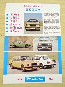 Škoda 105, S, L, 120 L, LS, GLS, Garde - 1984 - prospekt - Nový model Škoda - Mototechna