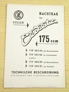 ČZ 175/502 Čezeta - Roller - Technische Beschreibung - Nachtrag für Typ 502/05, 502/06