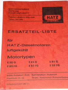 Hatz - Dieselmotoren - Ersatzteil - Liste - 1974