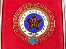 XXXIV. Mezinárodní šestidenní motocyklová soutěž - Československo 1959 - FIM - plaketa v etui + odznak