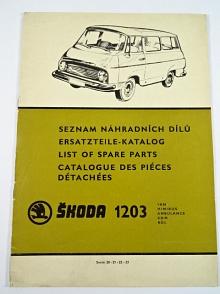 Škoda 1203 - VAN, minibus, ambulance, COM, ROL - seznam náhradních dílů - doplňky a změny - 1973 - 1974