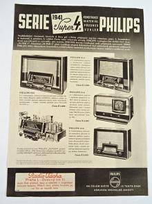 Philips 1941 serie Super 4 - 815, 905, 516, 616 - prospekt - Radio Vácha, Praha