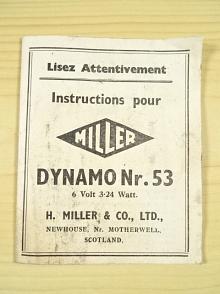 Miller - Instructions pour dynamo Nr. 53 - 6 Volt 3.24 Watt