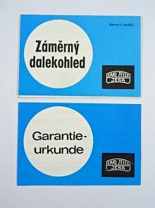 Záměrný dalekohled - návod k použití, Garantie-urkunde - 1982 - VEB Carl Zeiss Jena - NDR