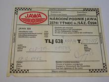 JAWA - kontrolní list - JAWA 350 typ 638 (639) - 1992