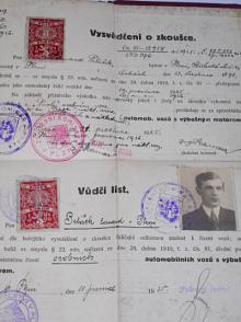 Vysvědčení o zkoušce - Vůdčí list - 1925
