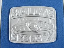 Rallye Škoda 1977 - IV. mezinárodní automobilová soutěž - Mladá Boleslav - plaketa v etui