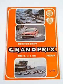 Grand Prix - Mistrovství Evropy - Brno 10. - 12. 6. 1983 - program + startovní listina