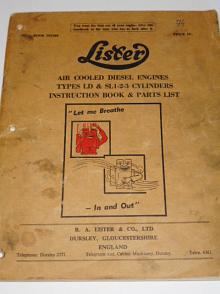 Lister - Air cooled diesel engines types LD a SL 1-2-3 cylindres instruction book a parts list - 1964