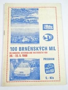 100 Brněnských mil - 100 Meilen von Brno - mezinárodní automobilové mistrovství NSR - 20. - 22. 5. 1988 - program + startovní listina