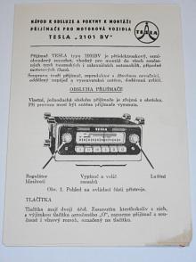 Tesla - návod k obsluze a pokyny k montáži přijímače pro motorová vozidla Tesla 2101 BV - 1958