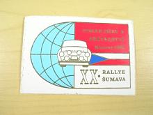 XX. Rallye Šumava - Pohár míru a přátelství - Klatovy 1985 - samolepka