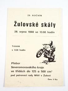 29. ročník Žulovské skály - 28. 8. 1988 - přebor Severomoravského kraje ve třídách do 125 a 500 cm3 - program