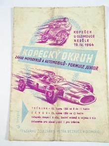 Kopecký okruh - Kopeček u Olomouce - 19. IV. 1964 - závod motocyklů a automobilů - formule Junior - program